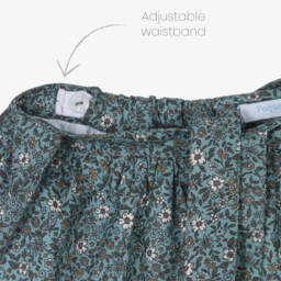 فوكيه-طقم تنورة بطبعة ورود قطن لون أزرق | Childrensalon Outlet