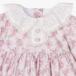 Foque-Girls Floral Pink Cotton Dress | Childrensalon Outlet