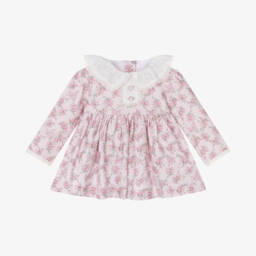 Foque-Girls Floral Pink Cotton Dress | Childrensalon Outlet