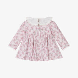 Foque-Girls Floral Pink Cotton Dress | Childrensalon Outlet