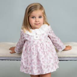 Foque-Girls Floral Pink Cotton Dress | Childrensalon Outlet