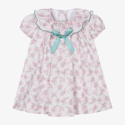 Foque-Girls Floral Pink Cotton Dress | Childrensalon Outlet