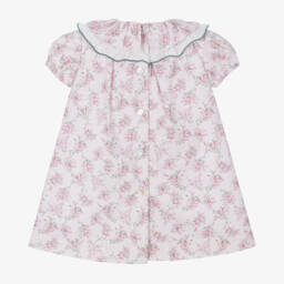 Foque-Girls Floral Pink Cotton Dress | Childrensalon Outlet