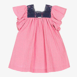 Foque-Girls Fuchsia Pink Gingham Dress | Childrensalon Outlet