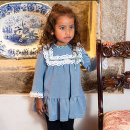 Foque-فستان جينغهام فيسكوز لون أزرق | Childrensalon Outlet