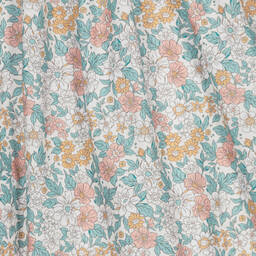 فوكيه-فستان قطن وكتان لون أخضر بطبعة ورود | Childrensalon Outlet