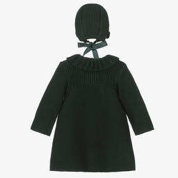 فوكيه-طقم معطف أطفال بناتي أكريليك محبوك لون أخضر | Childrensalon Outlet