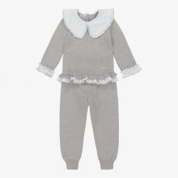 Foque-طقم بنطلون مزيج صوف محبوك لون رمادي للبنات | Childrensalon Outlet