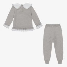 Foque-طقم بنطلون مزيج صوف محبوك لون رمادي للبنات | Childrensalon Outlet