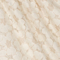 فوكيه-فستان قطن ودانتيل لون بيج وعاجي مطرز بورود | Childrensalon Outlet