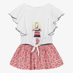 Foque-Girls Ivory Cherry Print Ensemble | Childrensalon Outlet