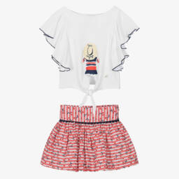 Foque-Girls Ivory Cherry Print Ensemble | Childrensalon Outlet