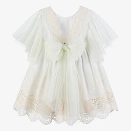 Foque-Girls Ivory Embroidered Cotton Dress | Childrensalon Outlet