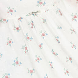 Foque-Girls Ivory Floral Cotton Dress | Childrensalon Outlet