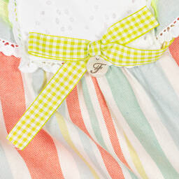 فوكيه-فستان مزيج قطن مقلم لون عاجي | Childrensalon Outlet