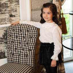 Foque-Girls Ivory Top & Black Velour Skirt | Childrensalon Outlet