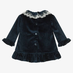 Foque-Girls Navy Blue Velvet Dress | Childrensalon Outlet