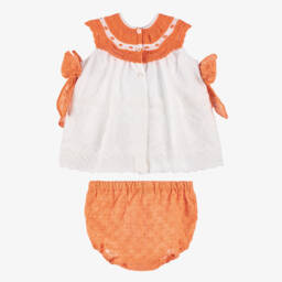 Foque-Girls Orange & White Lace Dress | Childrensalon Outlet