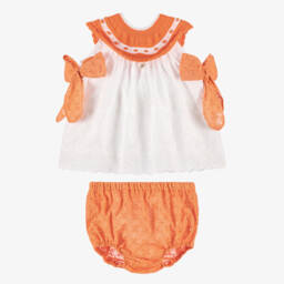 Foque-Girls Orange & White Lace Dress | Childrensalon Outlet