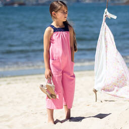 فوكيه-جمبسوت قطن سيرسوكر لون كحلي وزهري للبنات | Childrensalon Outlet