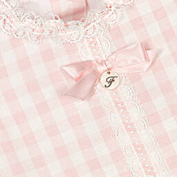 Foque-Girls Pink Check Linen & Cotton Dress | Childrensalon Outlet