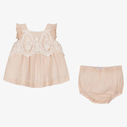 Foque-Girls Pink Cotton Dress Set | Childrensalon Outlet