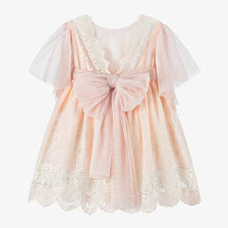 Foque-Girls Pink Embroidery & Lace  Dress | Childrensalon Outlet