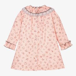 Foque-Girls Pink Floral Cotton Dress | Childrensalon Outlet