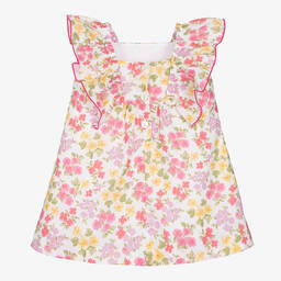 Foque-Girls Pink Floral Print Dress | Childrensalon Outlet