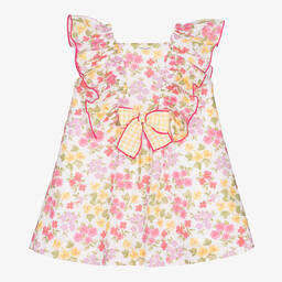 Foque-Girls Pink Floral Print Dress | Childrensalon Outlet