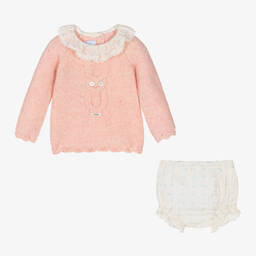 Foque-Girls Pink & Ivory Owl Shorts Set | Childrensalon Outlet