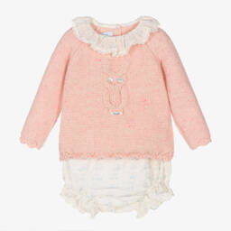 Foque-Girls Pink & Ivory Owl Shorts Set | Childrensalon Outlet