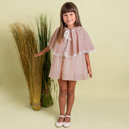 Foque-Розовый льняной кейп с кружевом для девочек | Childrensalon Outlet