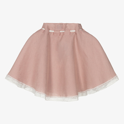 Foque-Розовый льняной кейп с кружевом для девочек | Childrensalon Outlet