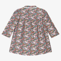 فوكيه-فستان قطن تويل لون زهري وبنفسجي بطبعة ورود | Childrensalon Outlet