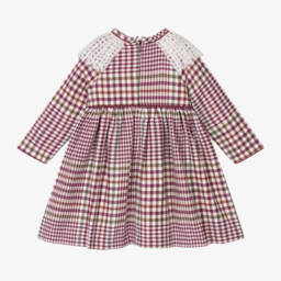 Foque-فستان بياقة محبوكة كاروهات لون بنفسجي | Childrensalon Outlet