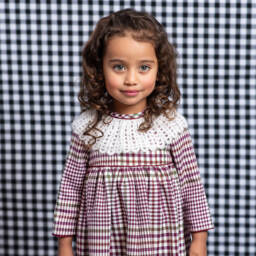 Foque-فستان بياقة محبوكة كاروهات لون بنفسجي | Childrensalon Outlet