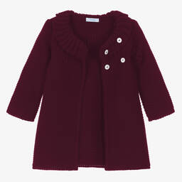 فوكيه-طقم معطف أكريليك محبوك لون أرجواني أطفال بناتي | Childrensalon Outlet