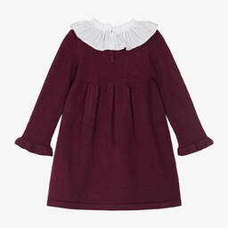 Foque-Girls Purple Knitted Frill Collar Dress | Childrensalon Outlet