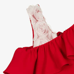 Foque-جمبسوت كريب لون أحمر مزين بكشكش للبنات | Childrensalon Outlet