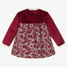 Foque-فستان بطبعة ورود جاكارد ومخمل لون أحمر | Childrensalon Outlet