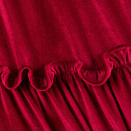 Foque-Girls Scarlet Velour Dress with Lace | Childrensalon Outlet