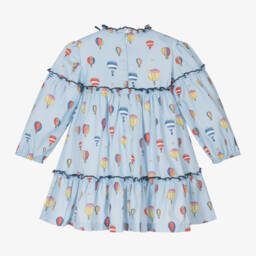 Foque-Girls Sky Cotton Tiered Dress | Childrensalon Outlet