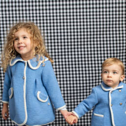 Foque-Пальто из мягкой голубой войлочной шерсти для девочек | Childrensalon Outlet