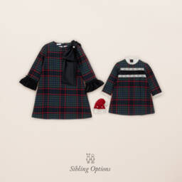 Foque-فستان تارتان قطن لون أخضر | Childrensalon Outlet