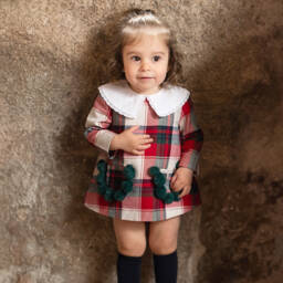 فوكيه-فستان قطن تارتان لون أحمر | Childrensalon Outlet