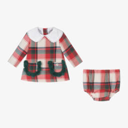 فوكيه-فستان قطن تارتان لون أحمر | Childrensalon Outlet