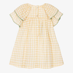 Foque-Girls Yellow Gingham Cotton Dress | Childrensalon Outlet