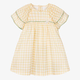 Foque-Girls Yellow Gingham Cotton Dress | Childrensalon Outlet