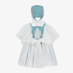 Foque-Комплект из бархатного платья и капора зеленого цвета | Childrensalon Outlet